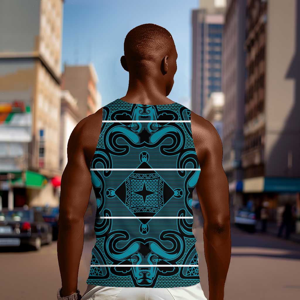 Basotho Blanket Men Tank Top Lesotho Motlatsi Seanamarena Heritage - Lesotho Breeze - African Pride