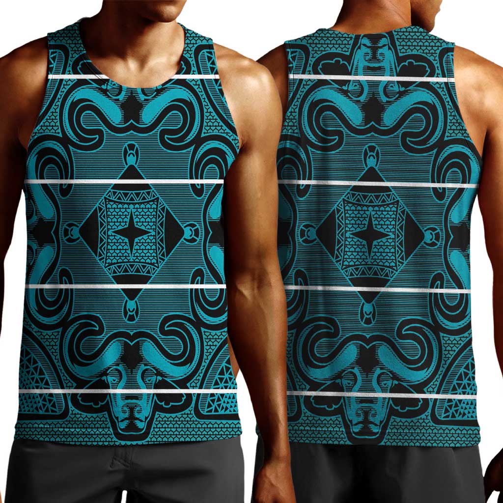 Basotho Blanket Men Tank Top Lesotho Motlatsi Seanamarena Heritage - Lesotho Breeze - African Pride