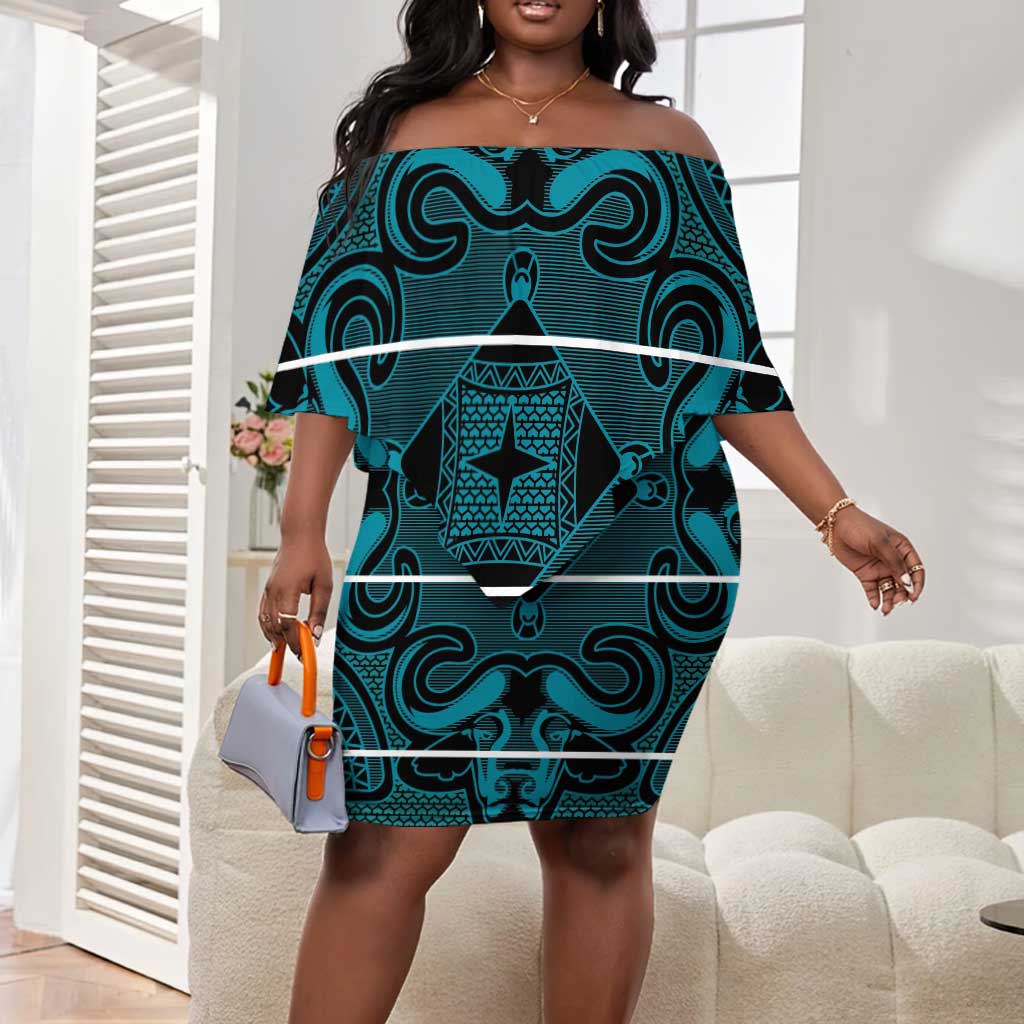 Basotho Blanket Off Shoulder Short Dress Lesotho Motlatsi Seanamarena Heritage - Lesotho Breeze - African Pride