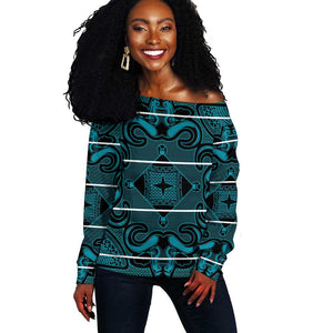 Basotho Blanket Off Shoulder Sweater Lesotho Motlatsi Seanamarena Heritage - Lesotho Breeze - African Pride