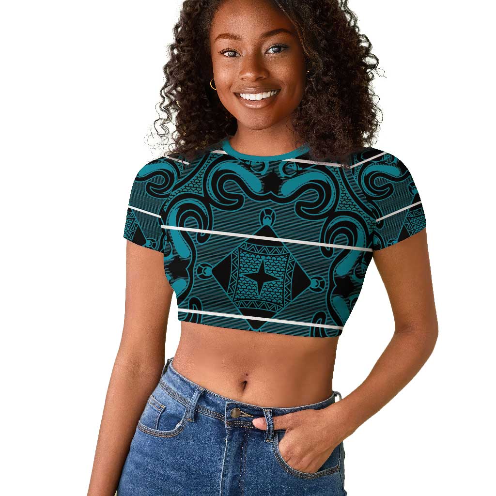 Basotho Blanket Raglan Cropped T shirt Lesotho Motlatsi Seanamarena Heritage - Lesotho Breeze - African Pride