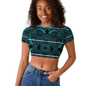 Basotho Blanket Raglan Cropped T shirt Lesotho Motlatsi Seanamarena Heritage - Lesotho Breeze - African Pride