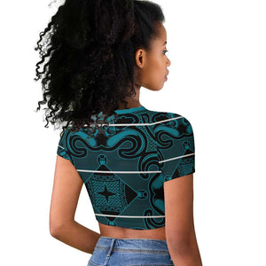 Basotho Blanket Raglan Cropped T shirt Lesotho Motlatsi Seanamarena Heritage - Lesotho Breeze - African Pride