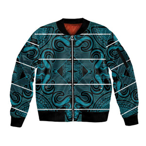 Basotho Blanket Sleeve Zip Bomber Jacket Lesotho Motlatsi Seanamarena Heritage - Lesotho Breeze - African Pride