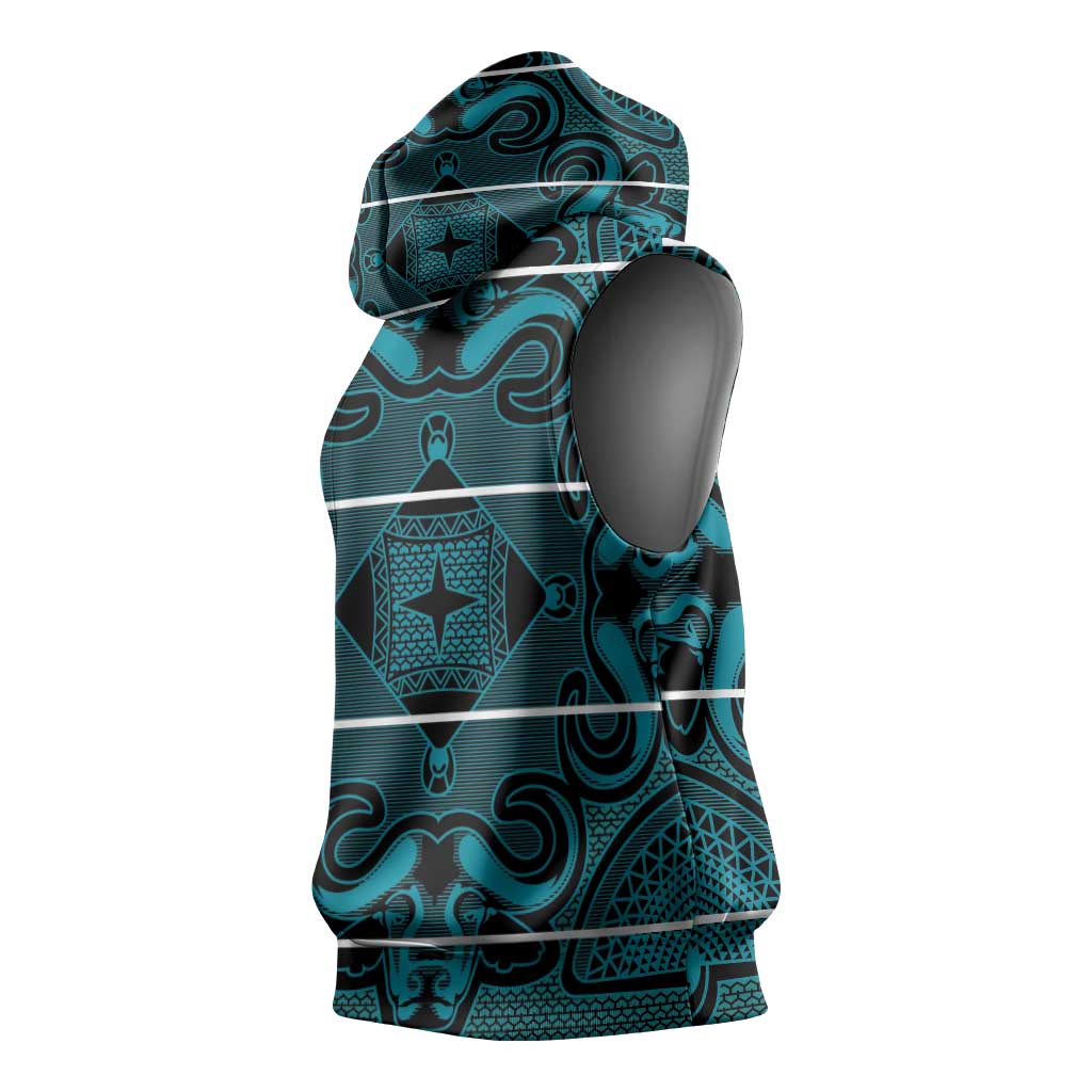 Basotho Blanket Sleeveless Hoodie Lesotho Motlatsi Seanamarena Heritage - Lesotho Breeze - African Pride
