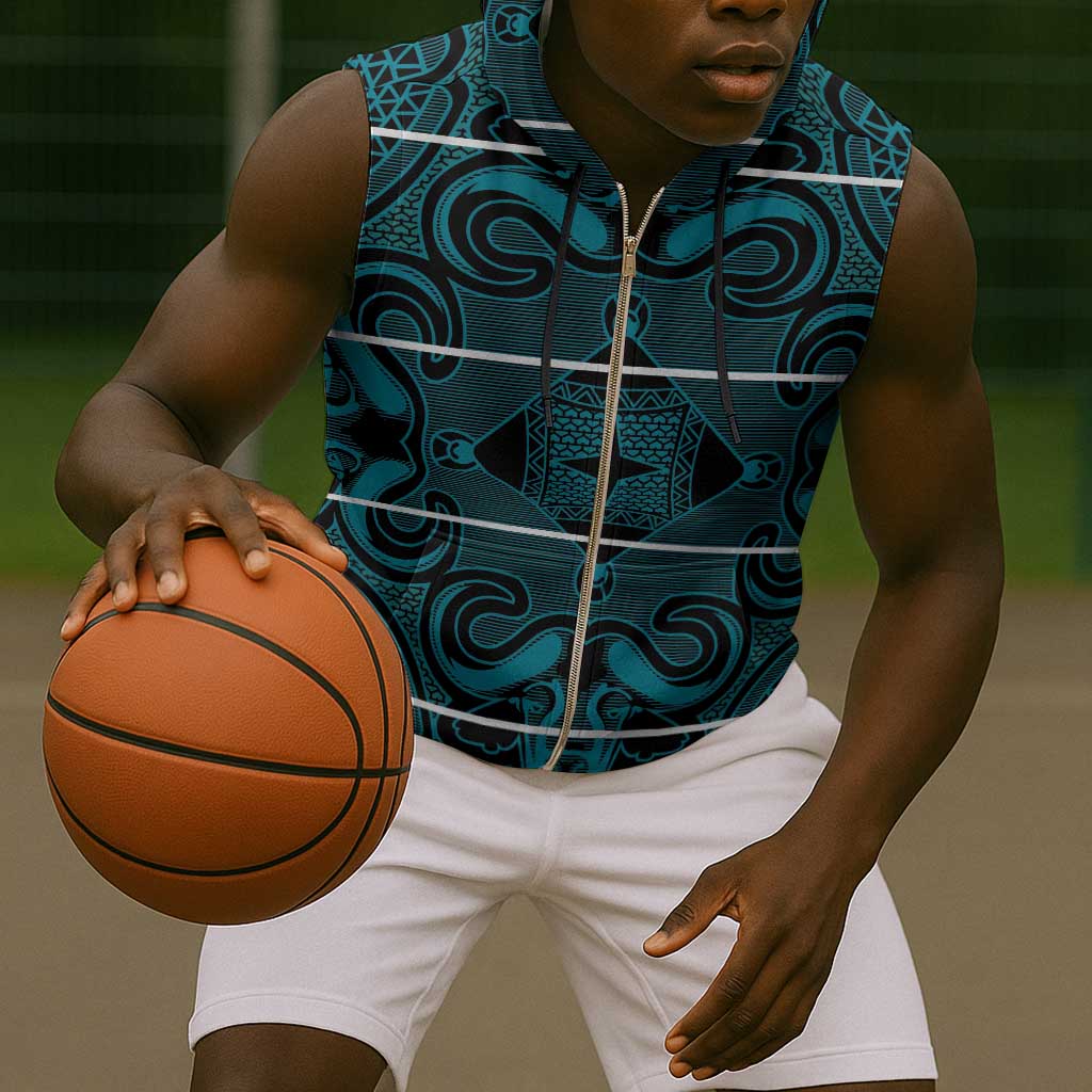 Basotho Blanket Sleeveless Zip Hoodie Lesotho Motlatsi Seanamarena Heritage - Lesotho Breeze - African Pride