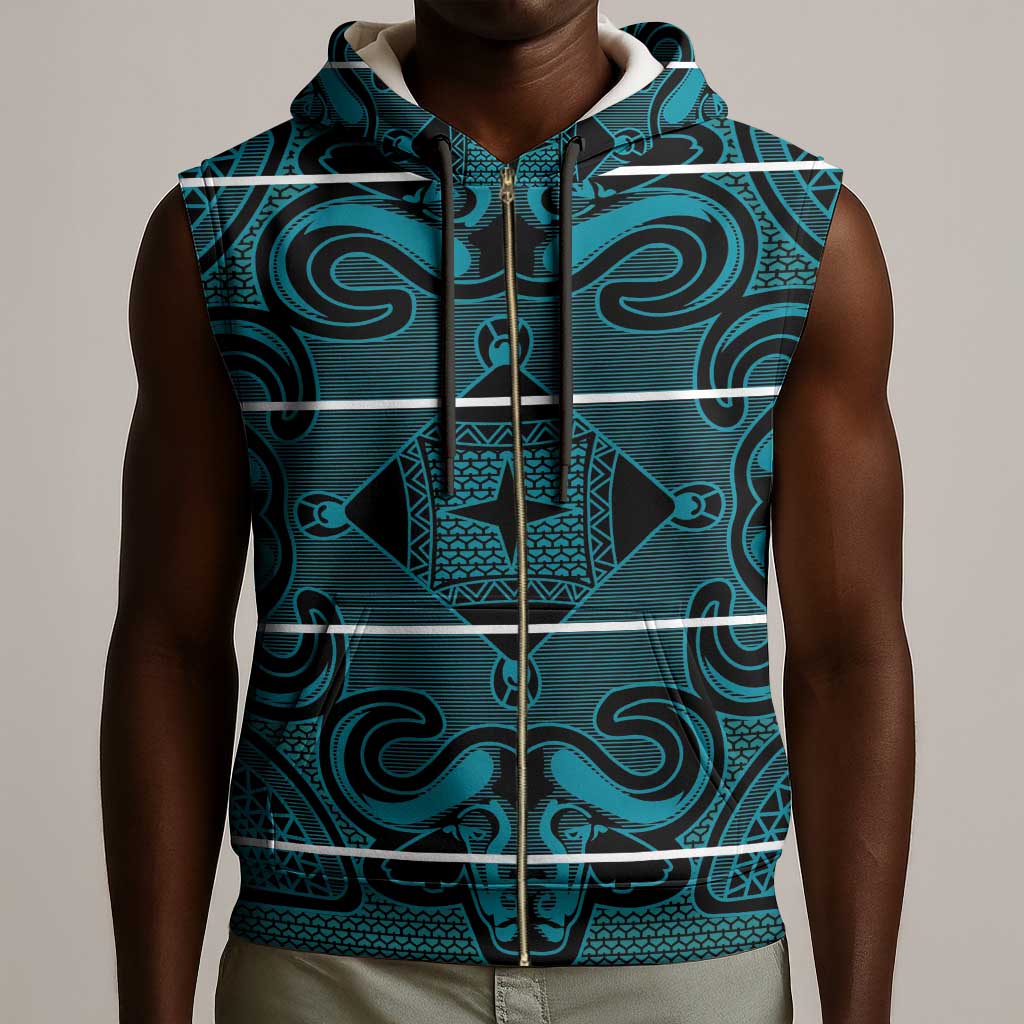 Basotho Blanket Sleeveless Zip Hoodie Lesotho Motlatsi Seanamarena Heritage - Lesotho Breeze - African Pride