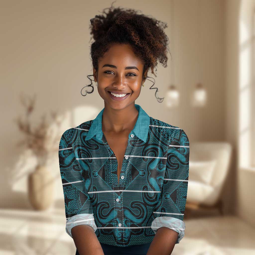 Basotho Blanket Women Casual Shirt Lesotho Motlatsi Seanamarena Heritage - Lesotho Breeze - African Pride