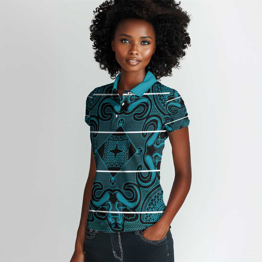 Basotho Blanket Women Polo Shirt Lesotho Motlatsi Seanamarena Heritage - Lesotho Breeze - African Pride