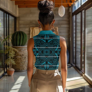 Basotho Blanket Women Sleeveless Polo Shirt Lesotho Motlatsi Seanamarena Heritage - Lesotho Breeze - African Pride