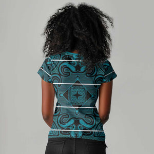 Basotho Blanket Women V-Neck T-Shirt Lesotho Motlatsi Seanamarena Heritage - Lesotho Breeze - African Pride