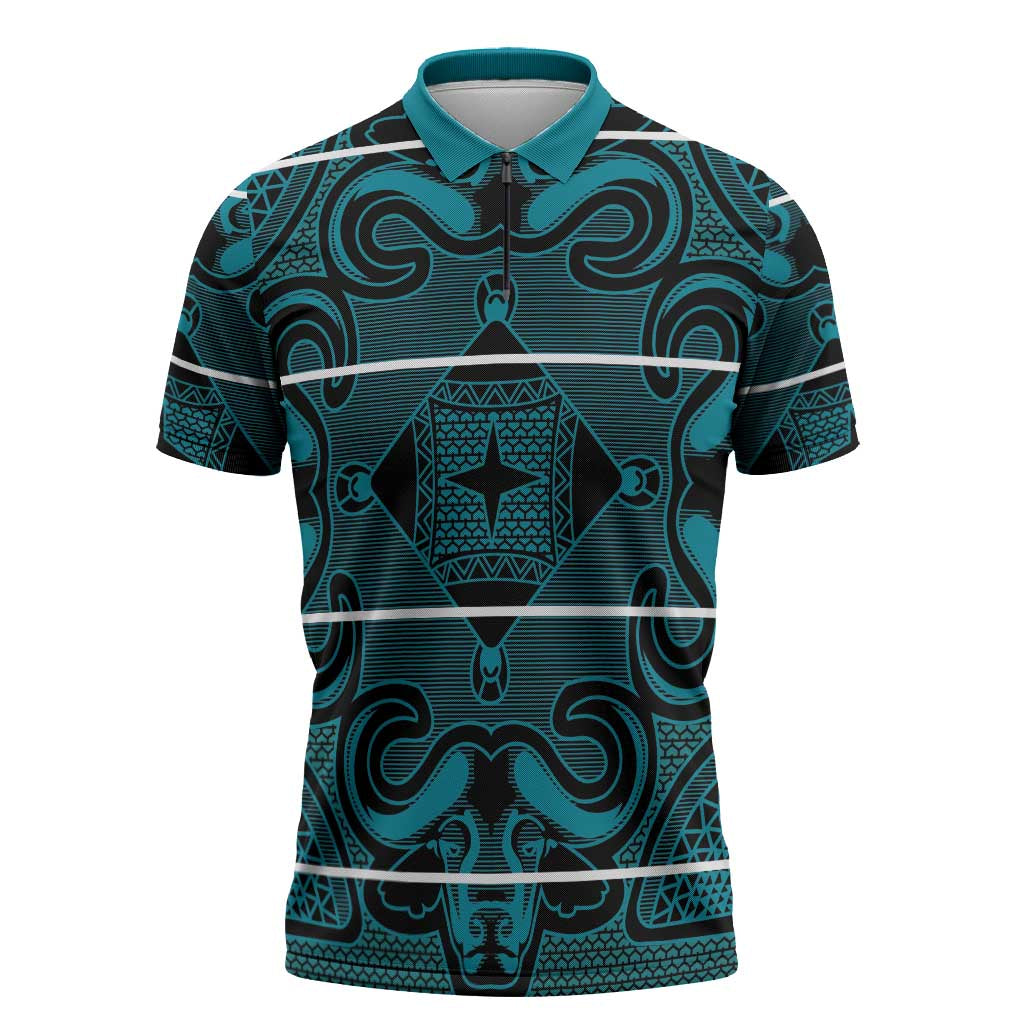 Lesotho Seanamarena - Motlatsi Zipper Polo Shirt Basotho Traditional Blanket Style - Lesotho Breeze