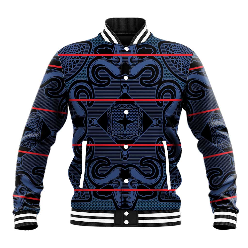 Basotho Blanket Baseball Jacket Lesotho Motlatsi Seanamarena Heritage - Blue - African Pride