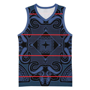 Basotho Blanket Basketball Jersey Lesotho Motlatsi Seanamarena Heritage - Blue - African Pride