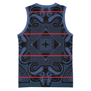 Basotho Blanket Basketball Jersey Lesotho Motlatsi Seanamarena Heritage - Blue - African Pride