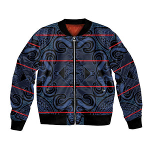 Basotho Blanket Bomber Jacket Lesotho Motlatsi Seanamarena Heritage - Blue - African Pride