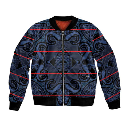 Basotho Blanket Bomber Jacket Lesotho Motlatsi Seanamarena Heritage - Blue - African Pride
