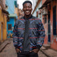 Basotho Blanket Bomber Jacket Lesotho Motlatsi Seanamarena Heritage - Blue - African Pride