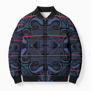 Lesotho Seanamarena - Motlatsi Bomber Puffer Jacket Basotho Traditional Blanket Style - Blue
