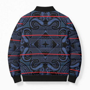 Lesotho Seanamarena - Motlatsi Bomber Puffer Jacket Basotho Traditional Blanket Style - Blue
