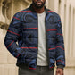 Lesotho Seanamarena - Motlatsi Bomber Puffer Jacket Basotho Traditional Blanket Style - Blue