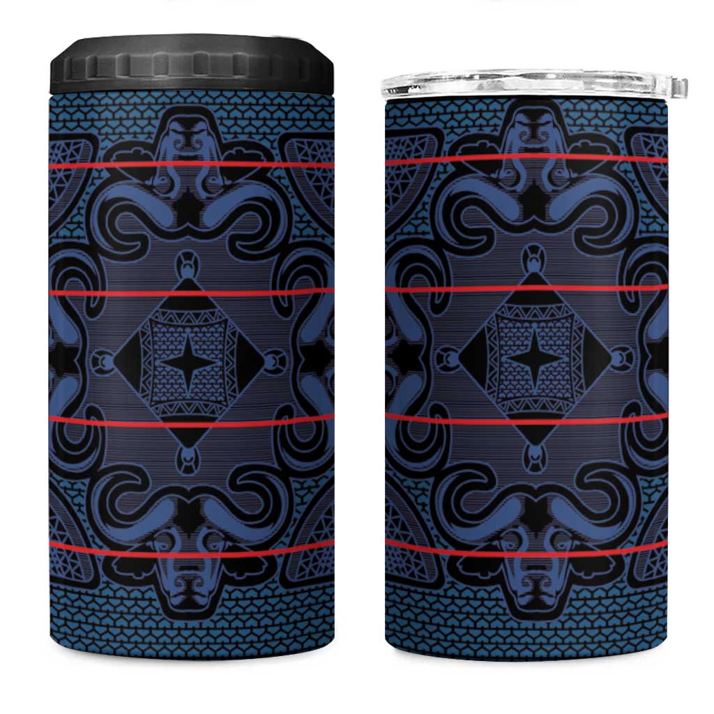 Basotho Blanket 4 in 1 Can Cooler Tumbler Lesotho Motlatsi Seanamarena Heritage - Blue - African Pride