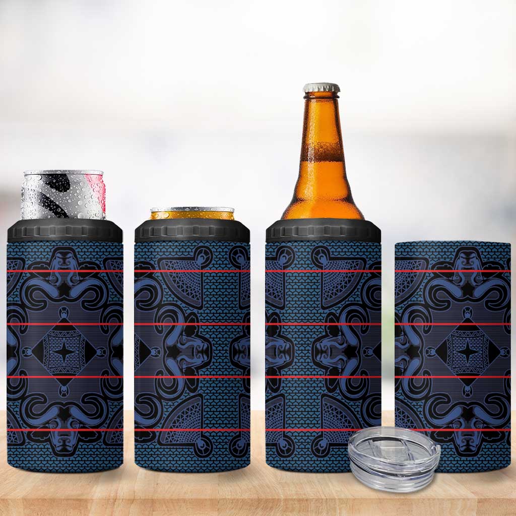 Basotho Blanket 4 in 1 Can Cooler Tumbler Lesotho Motlatsi Seanamarena Heritage - Blue - African Pride
