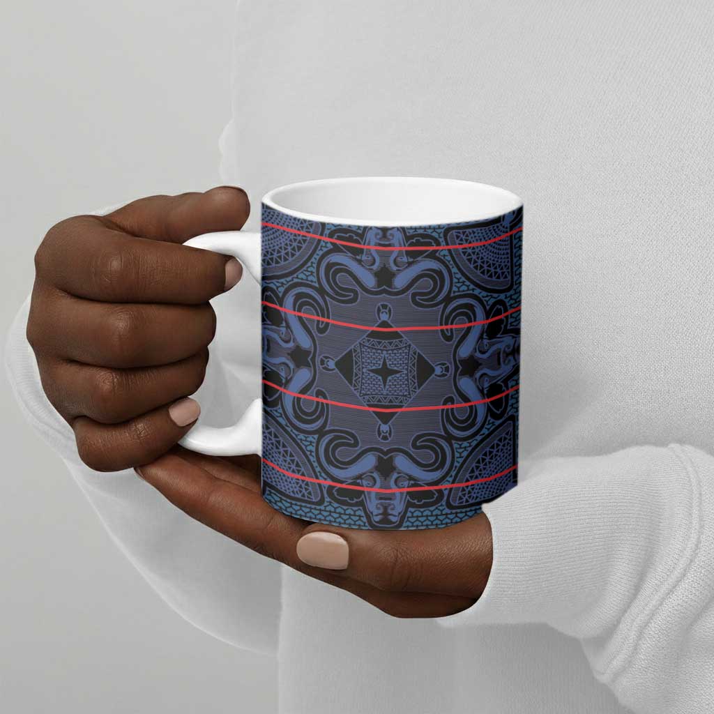 Lesotho Seanamarena - Motlatsi Ceramic Mug Basotho Traditional Blanket Style - Blue