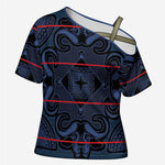 Lesotho Seanamarena - Motlatsi Cross Shoulder Shirt Basotho Traditional Blanket Style - Blue