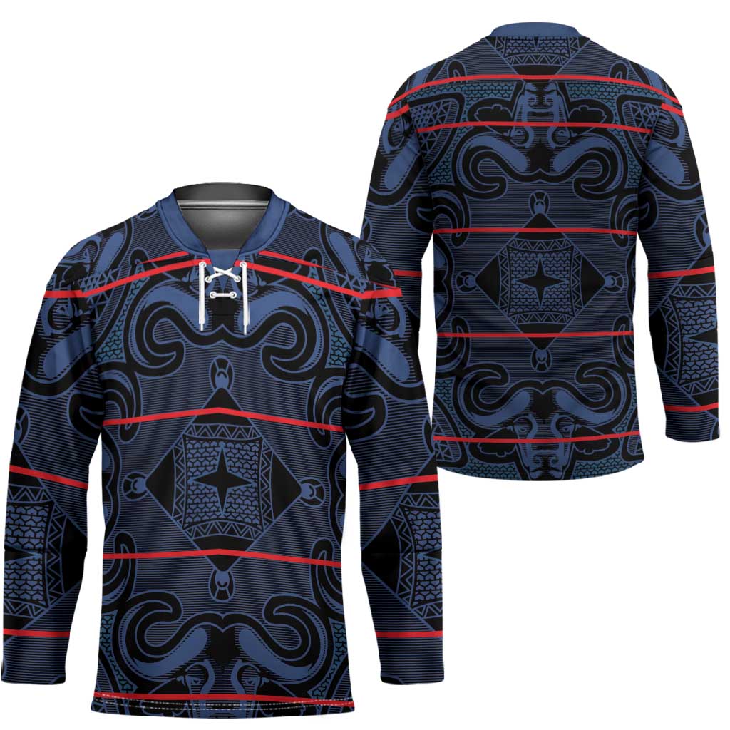 Lesotho Seanamarena - Motlatsi Hockey Jersey Basotho Traditional Blanket Style - Blue