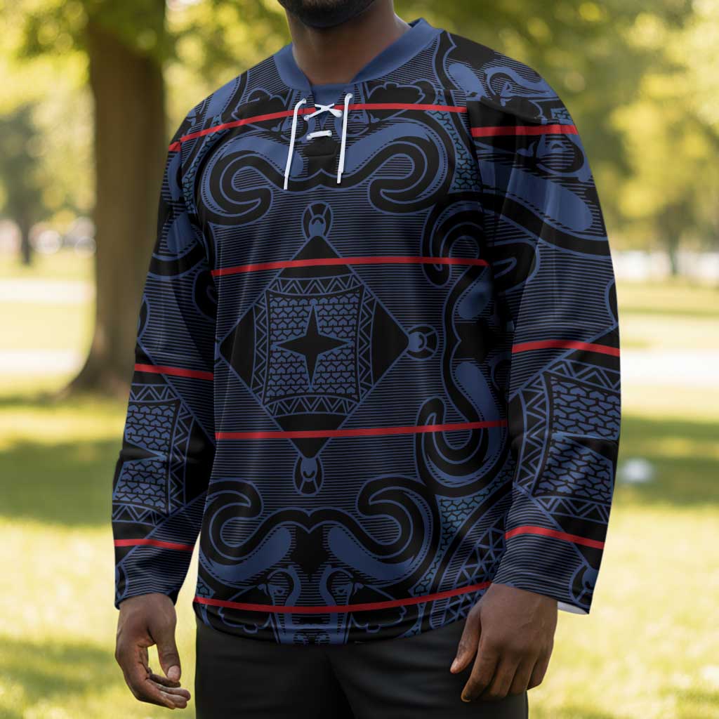 Lesotho Seanamarena - Motlatsi Hockey Jersey Basotho Traditional Blanket Style - Blue