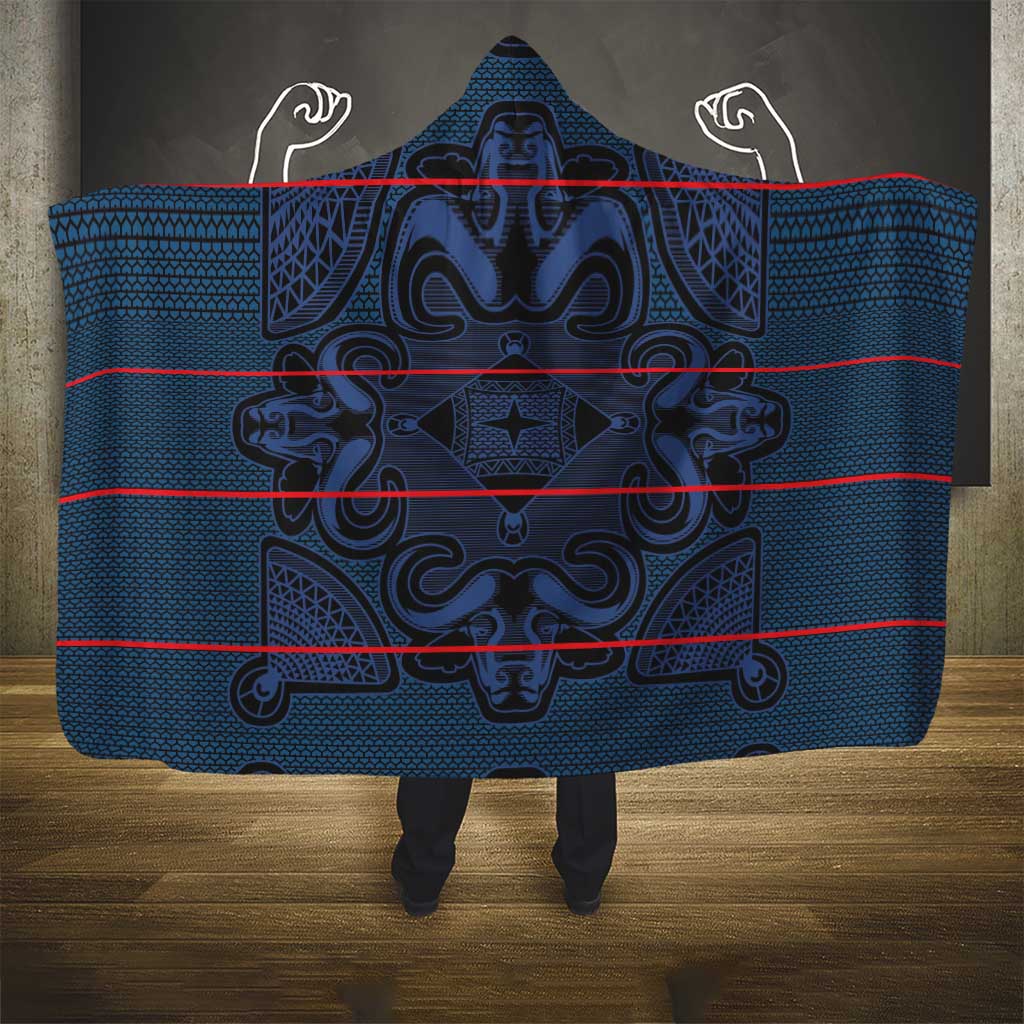 Basotho Blanket Hooded Blanket Lesotho Motlatsi Seanamarena Heritage - Blue - African Pride
