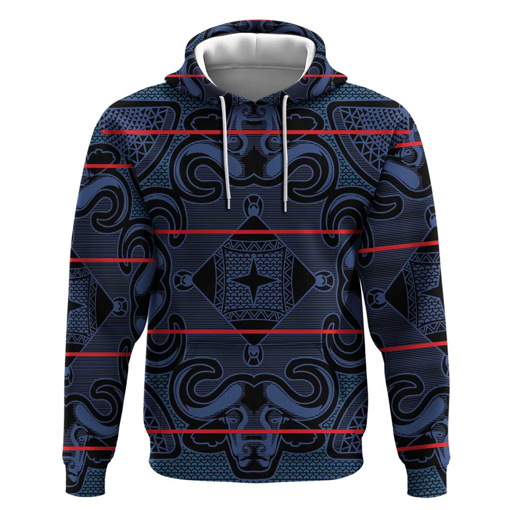 Basotho Blanket Hoodie Lesotho Motlatsi Seanamarena Heritage - Blue - African Pride