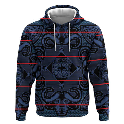 Basotho Blanket Hoodie Lesotho Motlatsi Seanamarena Heritage - Blue - African Pride