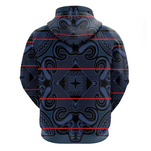 Basotho Blanket Hoodie Lesotho Motlatsi Seanamarena Heritage - Blue - African Pride
