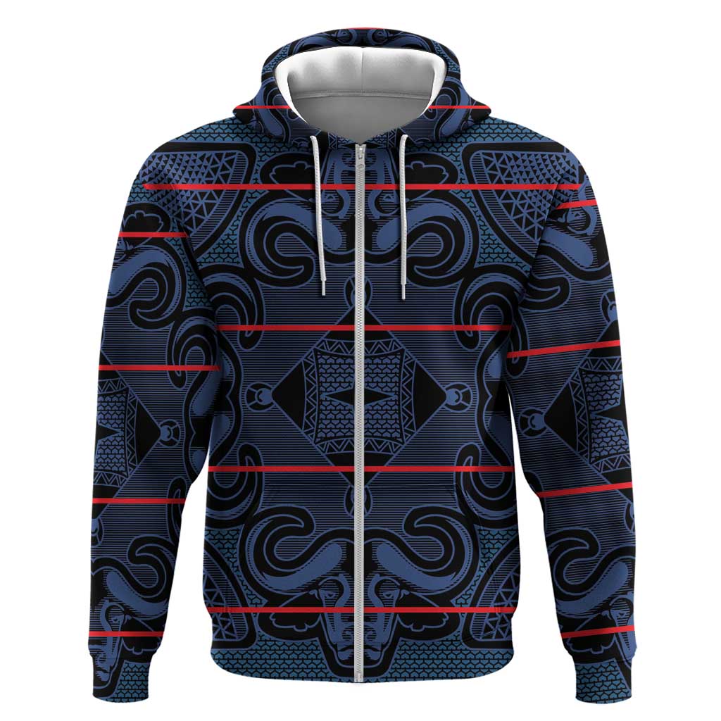 Basotho Blanket Hoodie Lesotho Motlatsi Seanamarena Heritage - Blue - African Pride