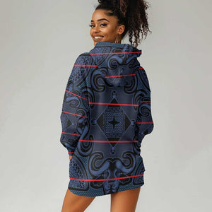 Basotho Blanket Hoodie Dress Lesotho Motlatsi Seanamarena Heritage - Blue - African Pride