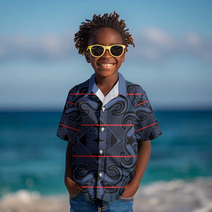 Basotho Blanket Kid Hawaiian Shirt Lesotho Motlatsi Seanamarena Heritage - Blue - African Pride