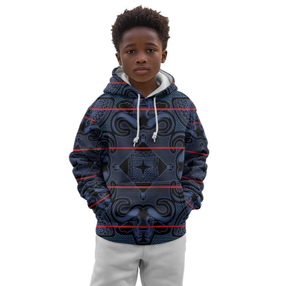 Basotho Blanket Kid Hoodie Lesotho Motlatsi Seanamarena Heritage - Blue - African Pride