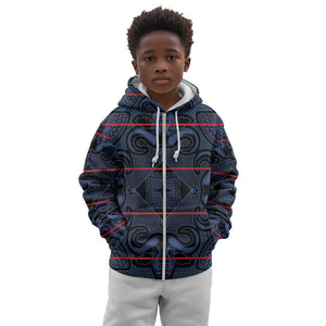 Basotho Blanket Kid Hoodie Lesotho Motlatsi Seanamarena Heritage - Blue - African Pride