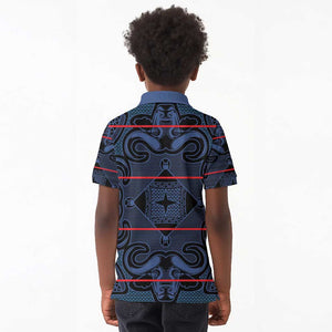 Basotho Blanket Kid Polo Shirt Lesotho Motlatsi Seanamarena Heritage - Blue - African Pride