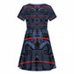 Basotho Blanket Kid Short Sleeve Dress Lesotho Motlatsi Seanamarena Heritage - Blue - African Pride