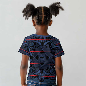 Basotho Blanket Kid T shirt Lesotho Motlatsi Seanamarena Heritage - Blue - African Pride
