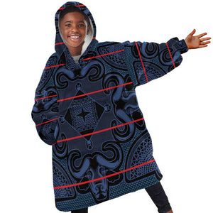 Basotho Blanket Kid Wearable Blanket Hoodie Lesotho Motlatsi Seanamarena Heritage - Blue - African Pride