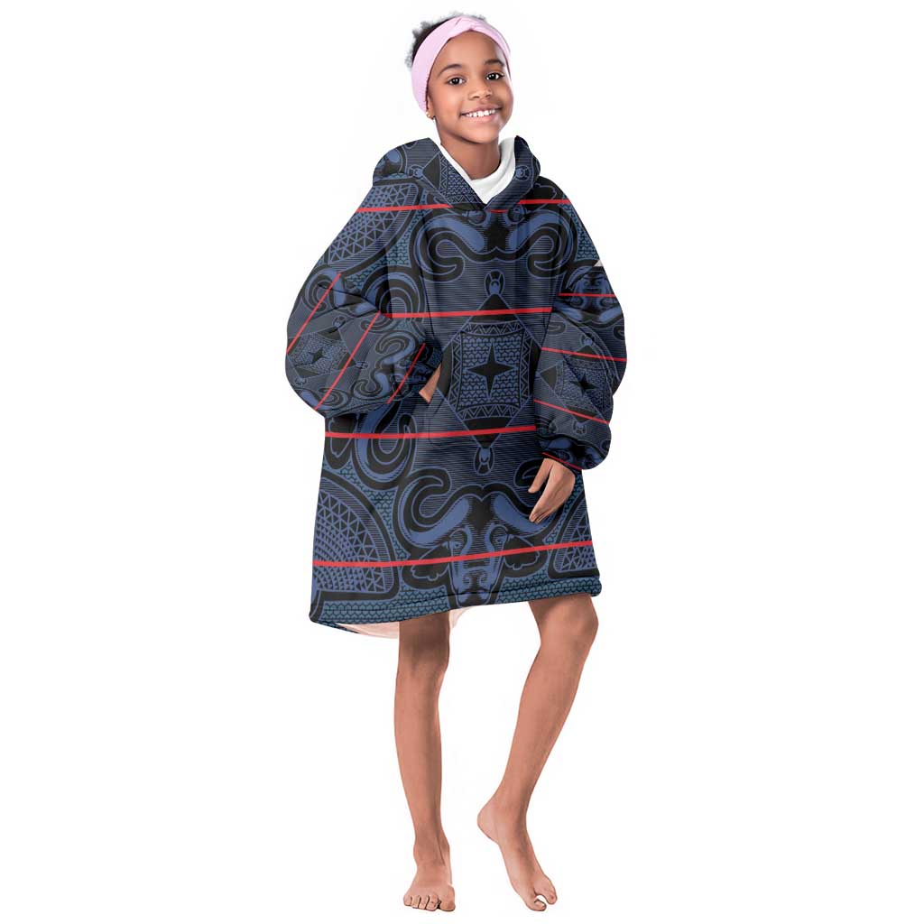 Basotho Blanket Kid Wearable Blanket Hoodie Lesotho Motlatsi Seanamarena Heritage - Blue - African Pride