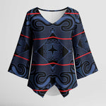 Lesotho Seanamarena - Motlatsi Kimono Sleeve Blouse Basotho Traditional Blanket Style - Blue