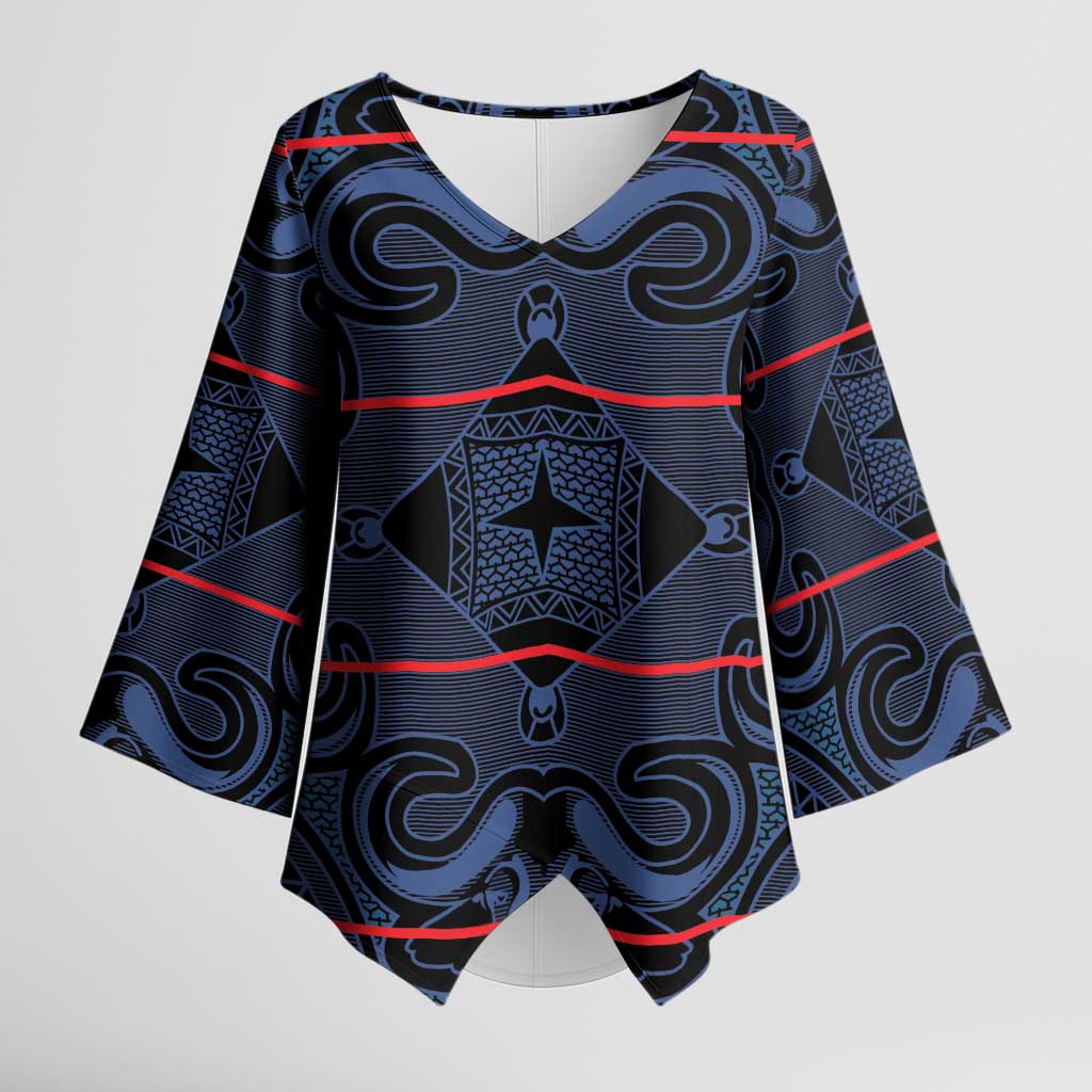 Lesotho Seanamarena - Motlatsi Kimono Sleeve Blouse Basotho Traditional Blanket Style - Blue