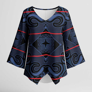 Lesotho Seanamarena - Motlatsi Kimono Sleeve Blouse Basotho Traditional Blanket Style - Blue