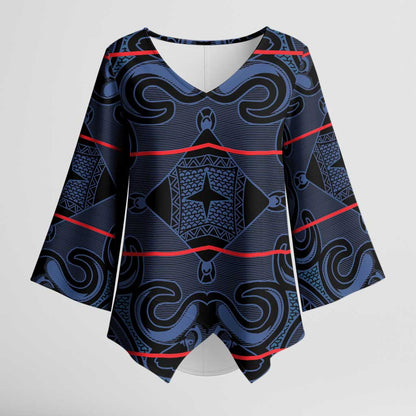 Lesotho Seanamarena - Motlatsi Kimono Sleeve Blouse Basotho Traditional Blanket Style - Blue