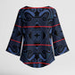 Lesotho Seanamarena - Motlatsi Kimono Sleeve Blouse Basotho Traditional Blanket Style - Blue